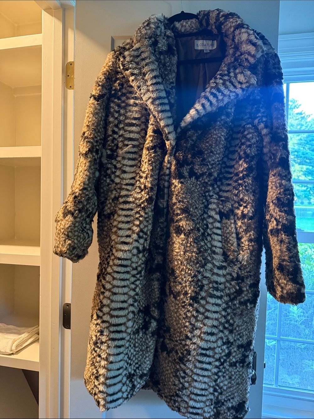 Coatigan Faux-Fur Teddy Coat - Brown Patterned
